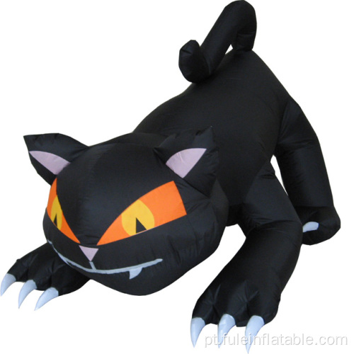 Gato preto inflável animado de Halloween para decoração